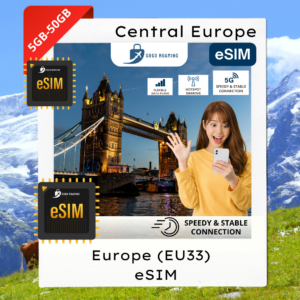 【eSim】Central Europe eSim (EU 33 I 5GB-50GB)