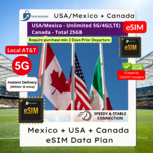 【eSim】USA/Mexico + Canada eSim (AT&T) Local eSIM
